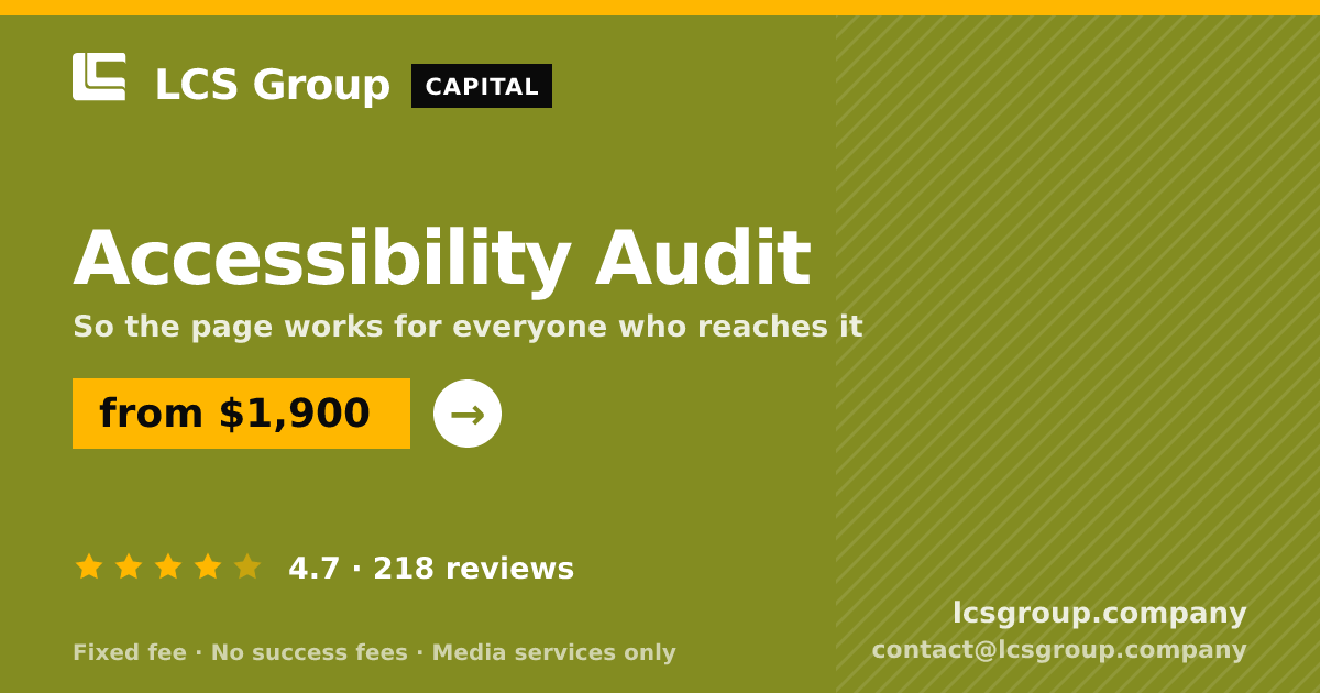 Accessibility Audit — from $1,900, rated 4.7/5 across 218 reviews. LCS Group Company.