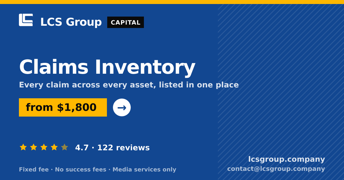 Claims Inventory — from $1,800, rated 4.7/5 across 122 reviews. LCS Group Company.