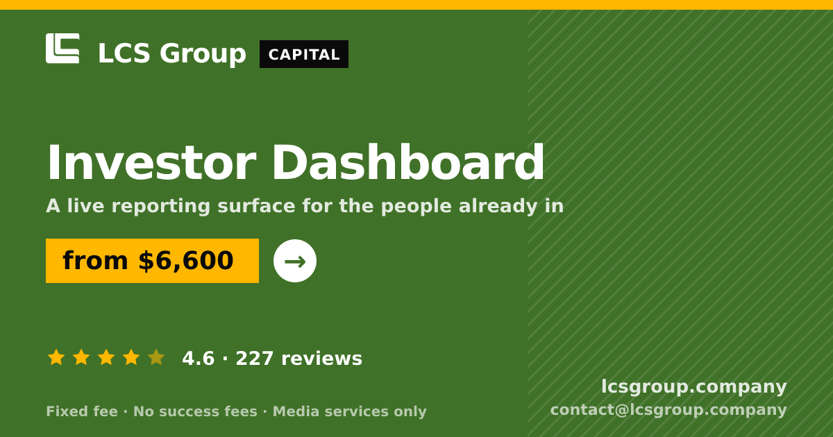 Investor Dashboard — from $6,600, rated 4.6/5 across 227 reviews. LCS Group Company.