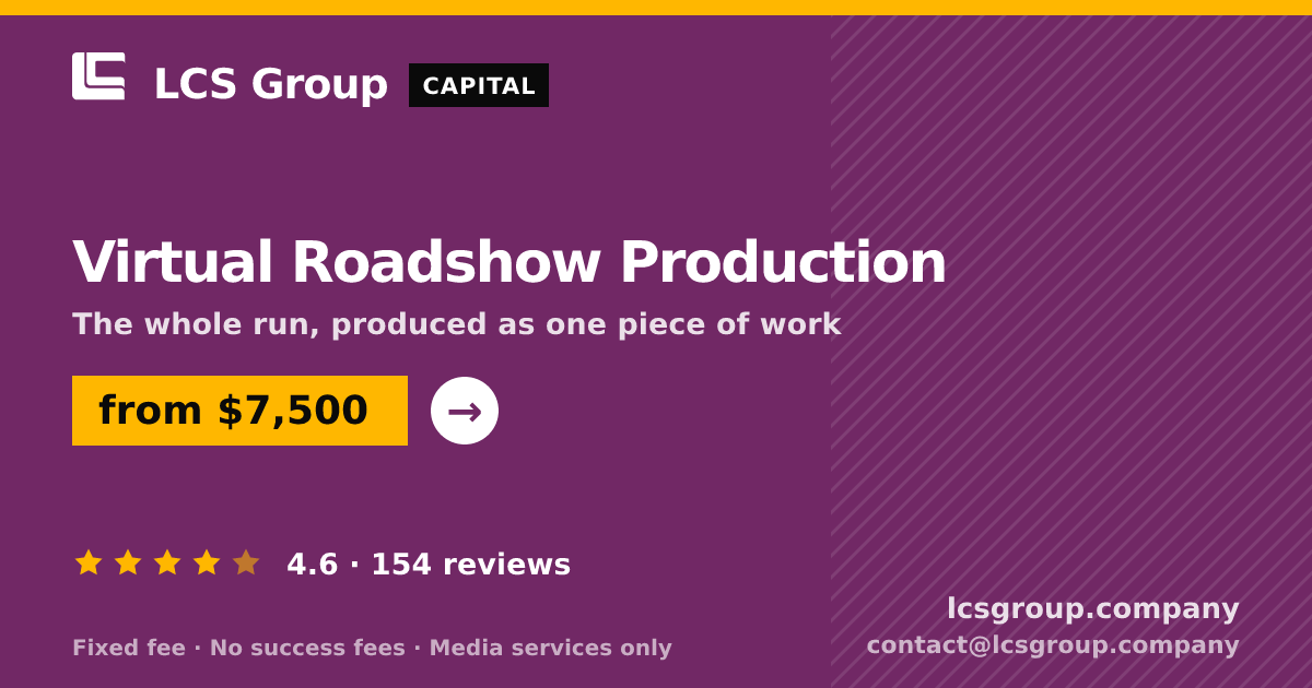 Virtual Roadshow Production — from $7,500, rated 4.6/5 across 154 reviews. LCS Group Company.